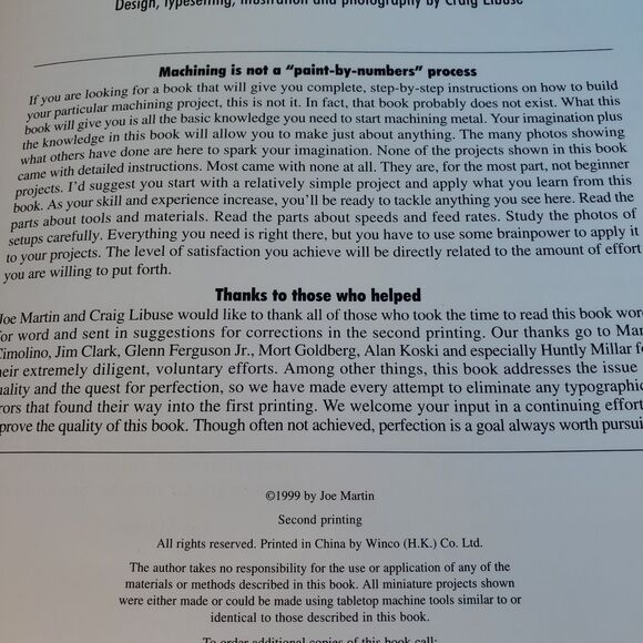 Tabletop Machining by Joe Martin Paperback 2nd Printing 1999 - Machine Tools - Picture 3 of 6